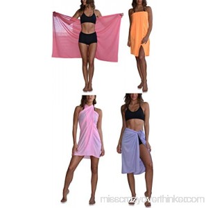 Sexy Basics Womens 4 Pack Soft & Flowy Swimsuit Sarong Wrap Cover Up 4 Pack Coral Lavender Orange Pink B07JLPMNB5